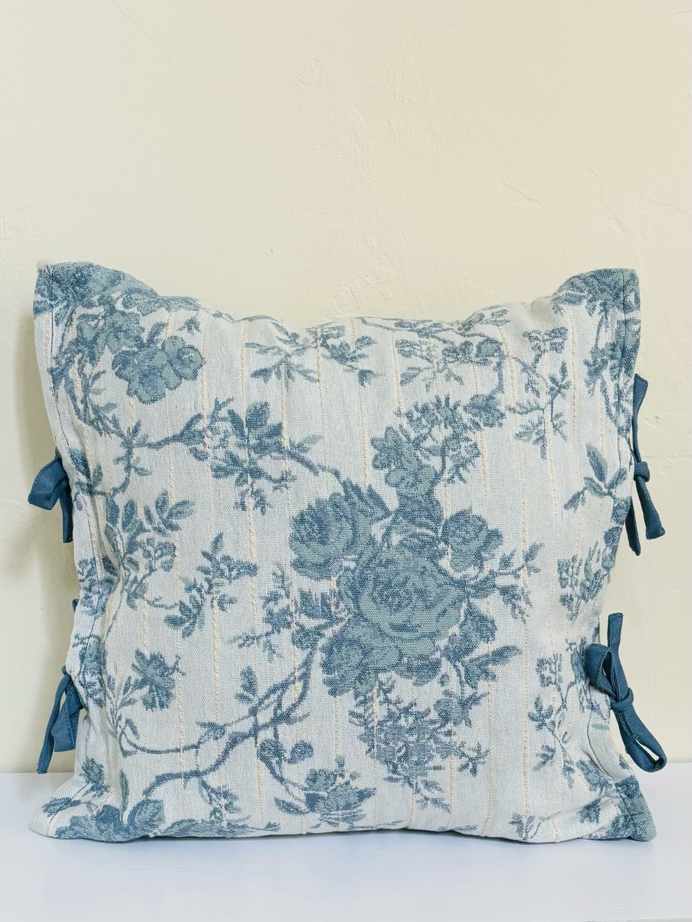 Threshold x Studio McGee Jacquard Woven Floral Stripe Side-Tie Outdoor Pillow